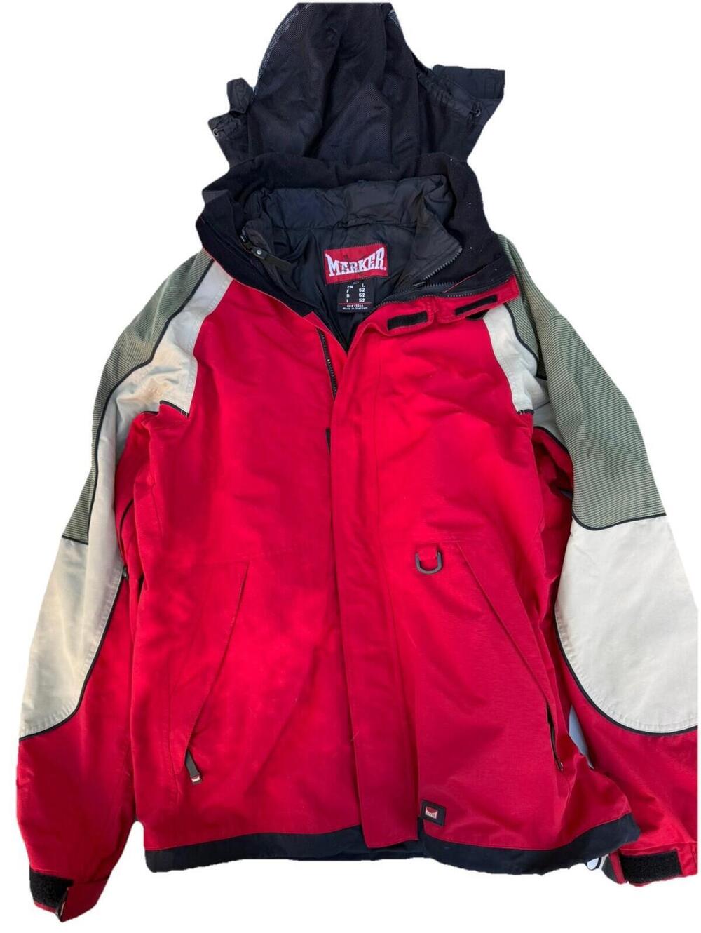 Vintage MARKER Red Snow/Ski Zip Up Insulated Jacket Mens Large Hood